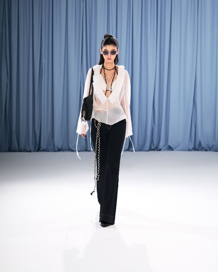 NAVY LILLIE FLARED PANTS