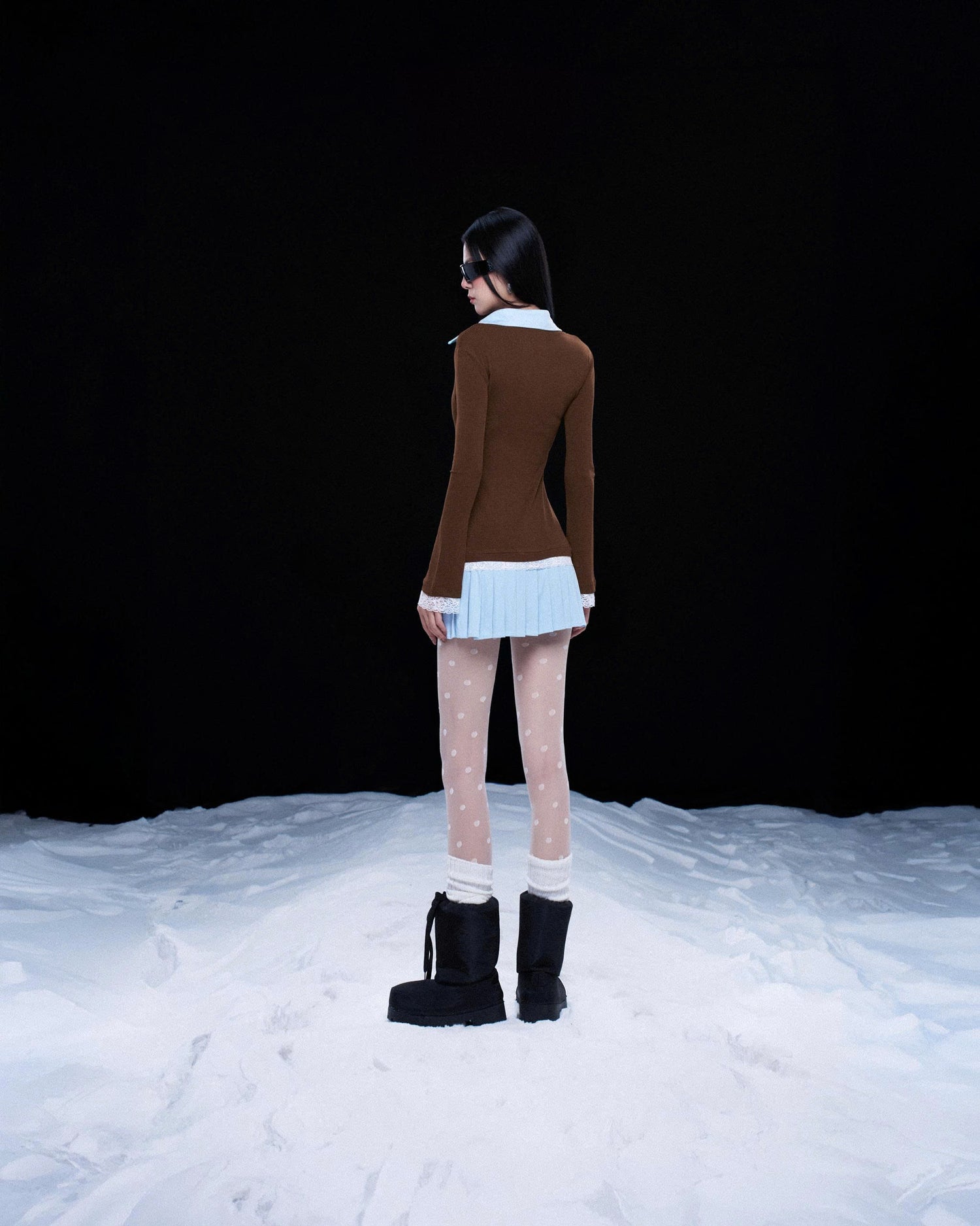 PAZAZI DRESS IN BLUE - BROWN